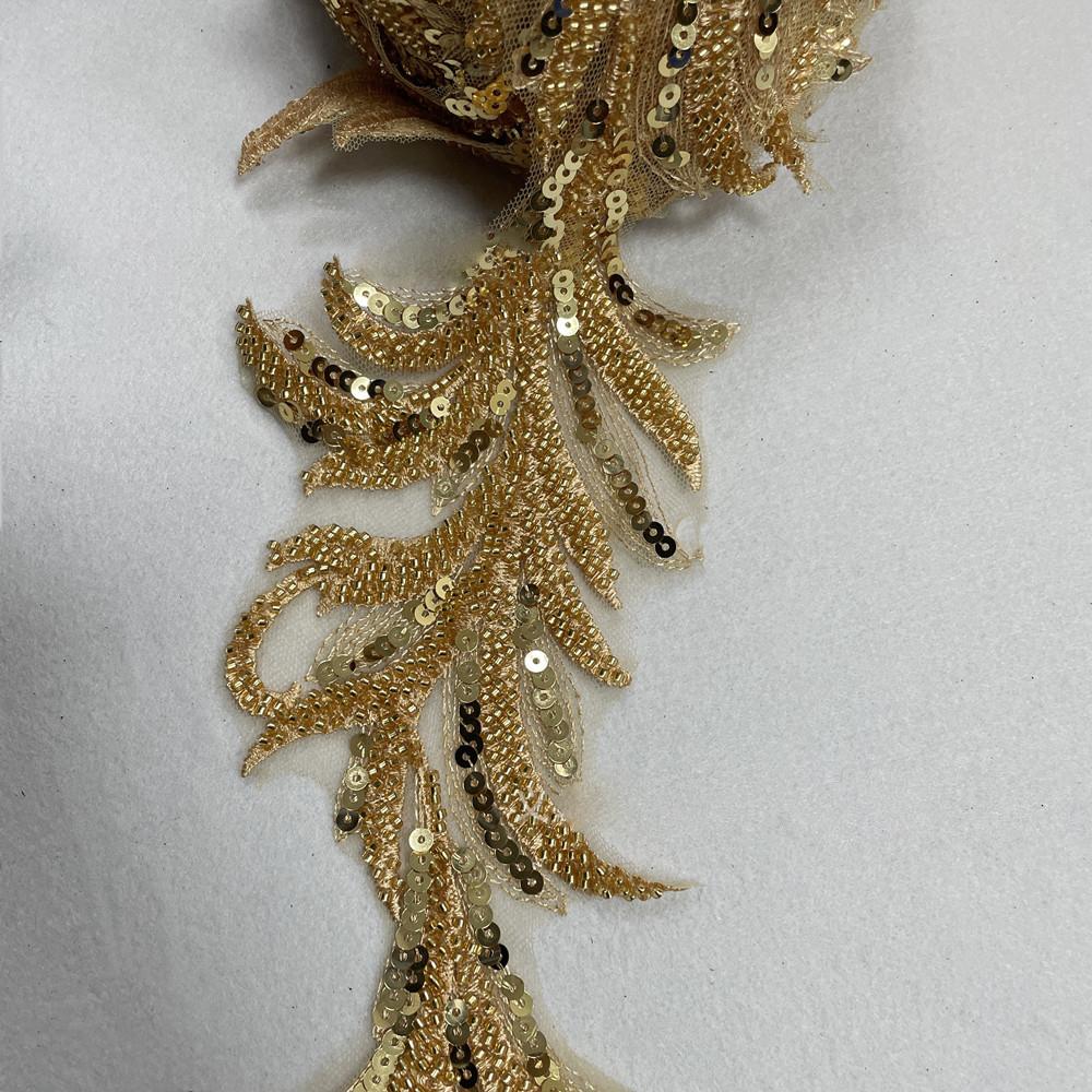 1Pcs White Black Beads Rhinestones Leaves Embroidered Patch Repair Wedding Lace Clothing Decoration Accessories