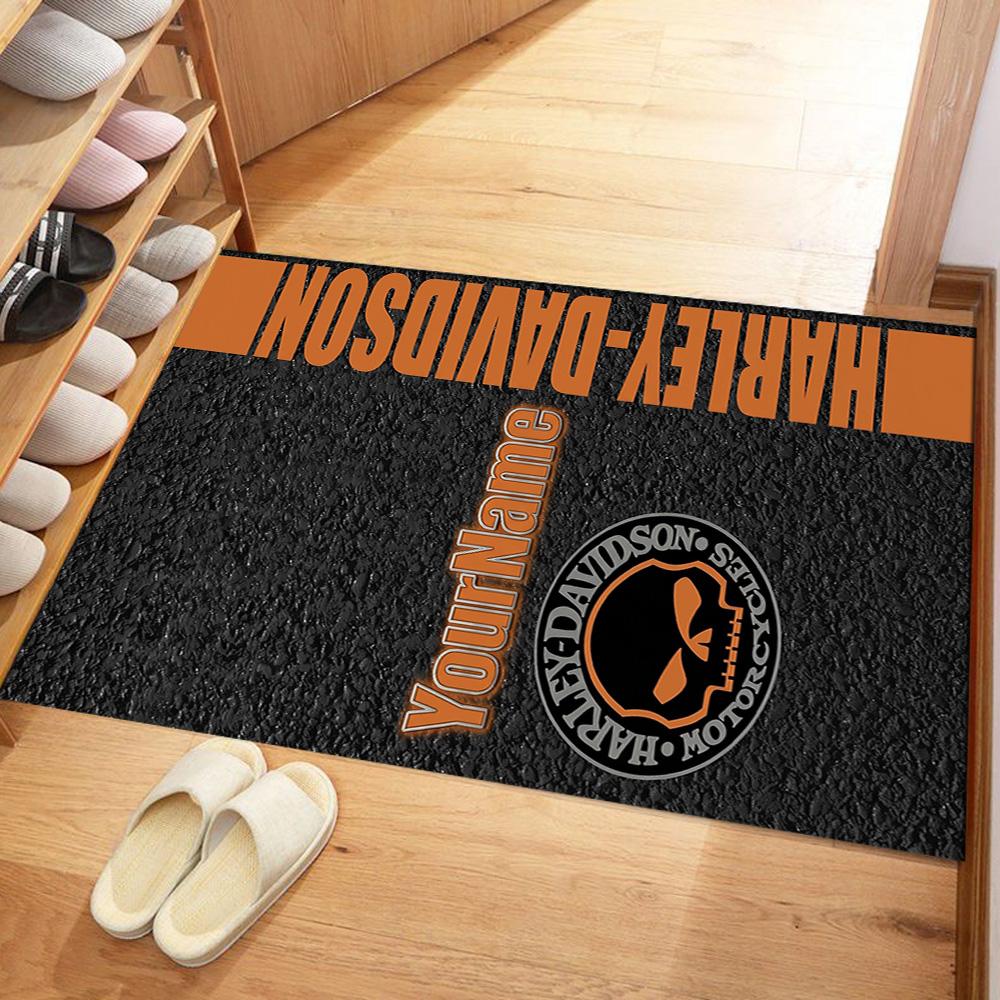 Harley-davidson Motorcycles Customize Your Name Floor Rug Office Rug Perfect for Outdoor Living Rooms Game Room Balcony Anti-slip Rug Decorate Offices