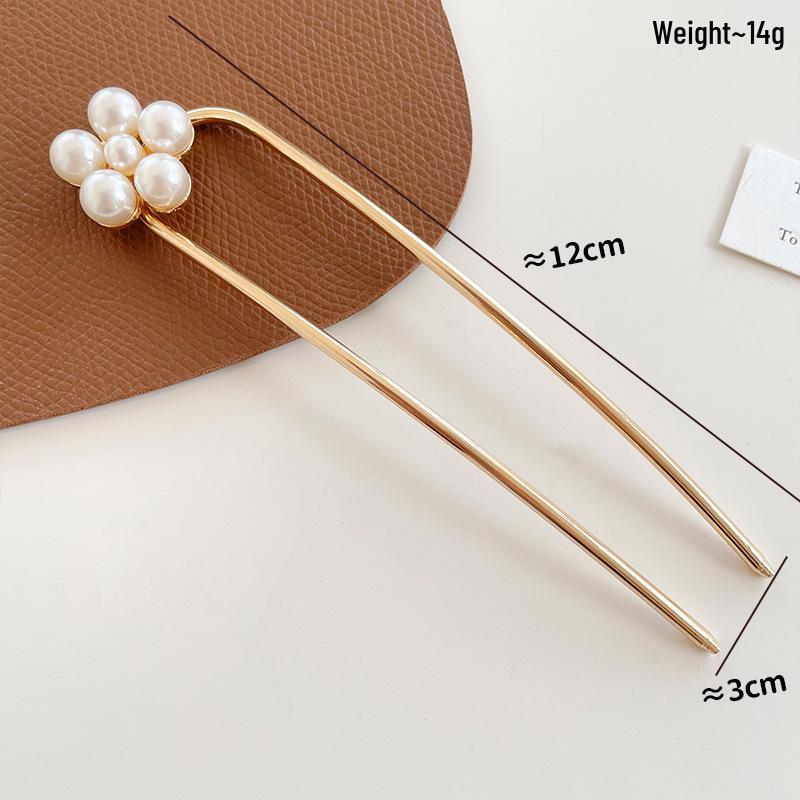 Exquisite Retro Pearl Flower Metal Hairpin for Buns