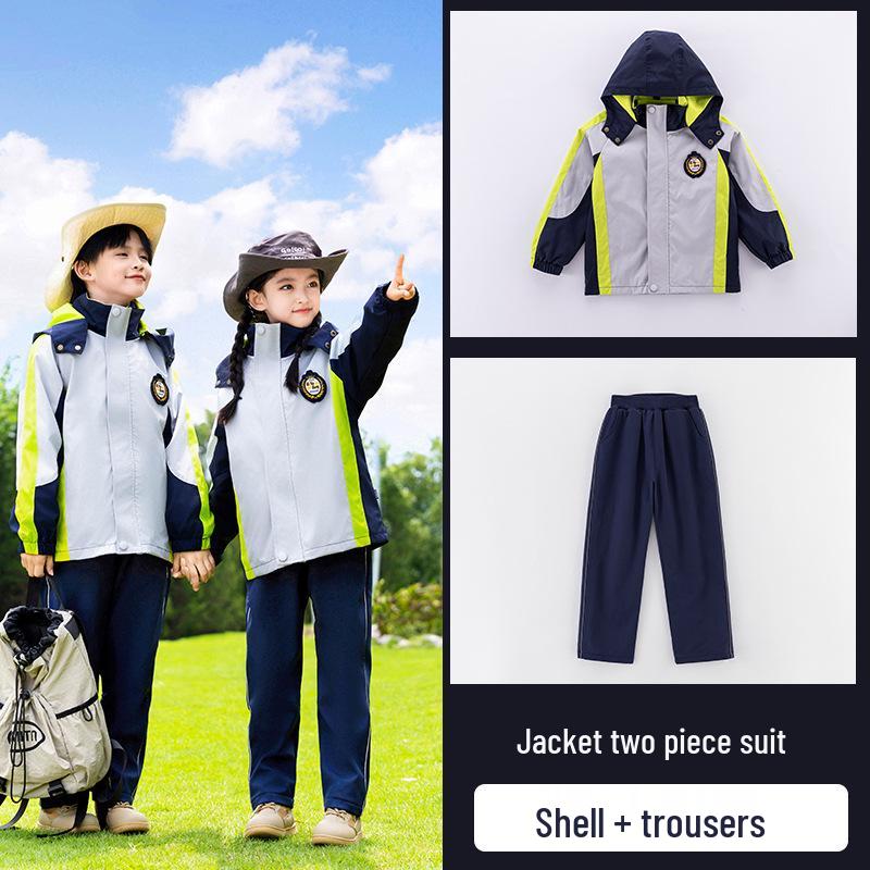 Zestaw 3-częściowy mundurek przedszkolny i podstawówkowy w stylu preppy na wiosnę i jesień. Idealny na Dzień Sportu i Jednolite Ubranie Klasowe.