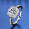 925 Sterling Silver Moissanite Love Ring, PT950 White Gold Plated, Colorfast Luxury Women's Band