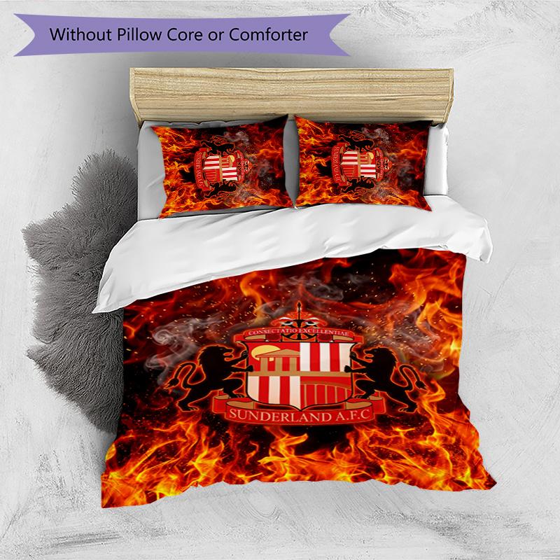 Sunderland Football Printed 3 Pieces Bedding Set, Comfortable Skin Friendly Bedroom Duvet Cover Set