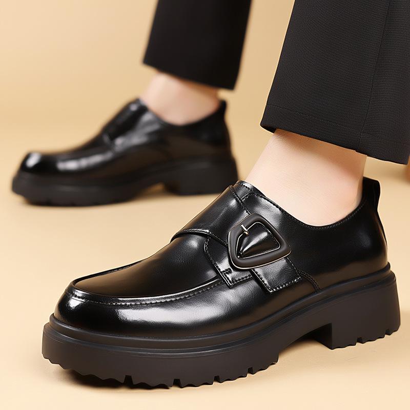 Fashion 2025 New Designer Casual Derby Shoes for Men Spring Autumn Business Formal Men's Shoes Fashion Solid Color Platform Leather Shoe