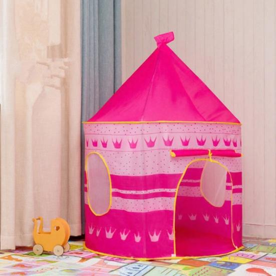 Kinderburg Zelt, Prinzessinnen Spielhaus für Mädchen, Indoor Outdoor Einfach Aufzubauen Spielzelt mit Stern Mond Design, Geburtstagsgeschenk für Kleinkinder