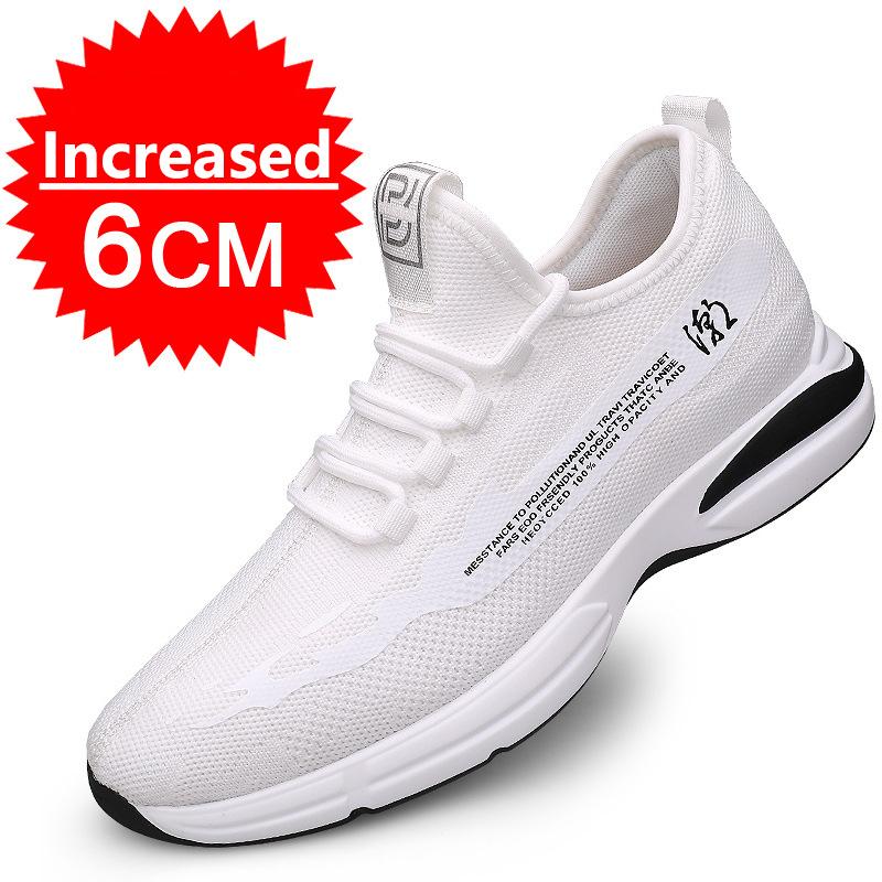 Summer Breathable Mesh Elevator Shoes for Men 10cm Invisible Height Increase White Men's Sneakers Outdoors Casual Canvas Shoes