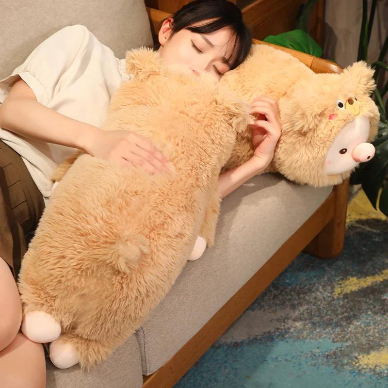 66/76/90cm New Cute Pig Wear Bear Clothes Plush Pillow Cute Sleep Pillow Girls Children Dolls Cartoon Flush Doll Toys Gift
