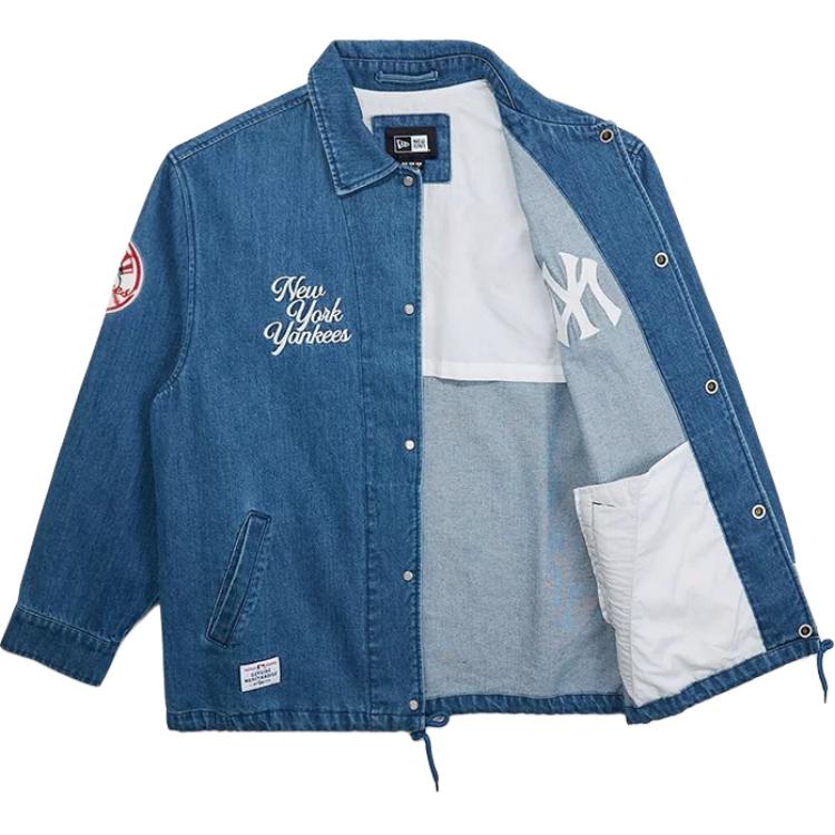 New Era SS25 Logo Embroidered Single-Breasted Long Sleeve Denim Jacket Unisex jackets 14536454