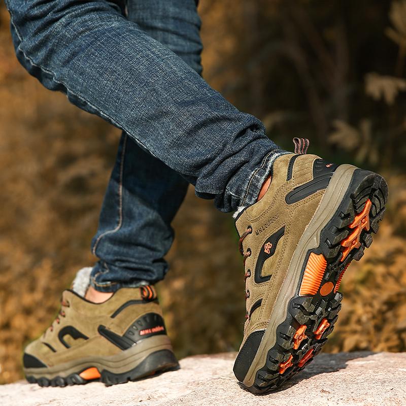 Sapatos de caminhada na neve quentes para inverno femininos, botas baixas de escalada, homens, casuais, unissex, sapatos para casal, antiderrapantes, tamanho grande