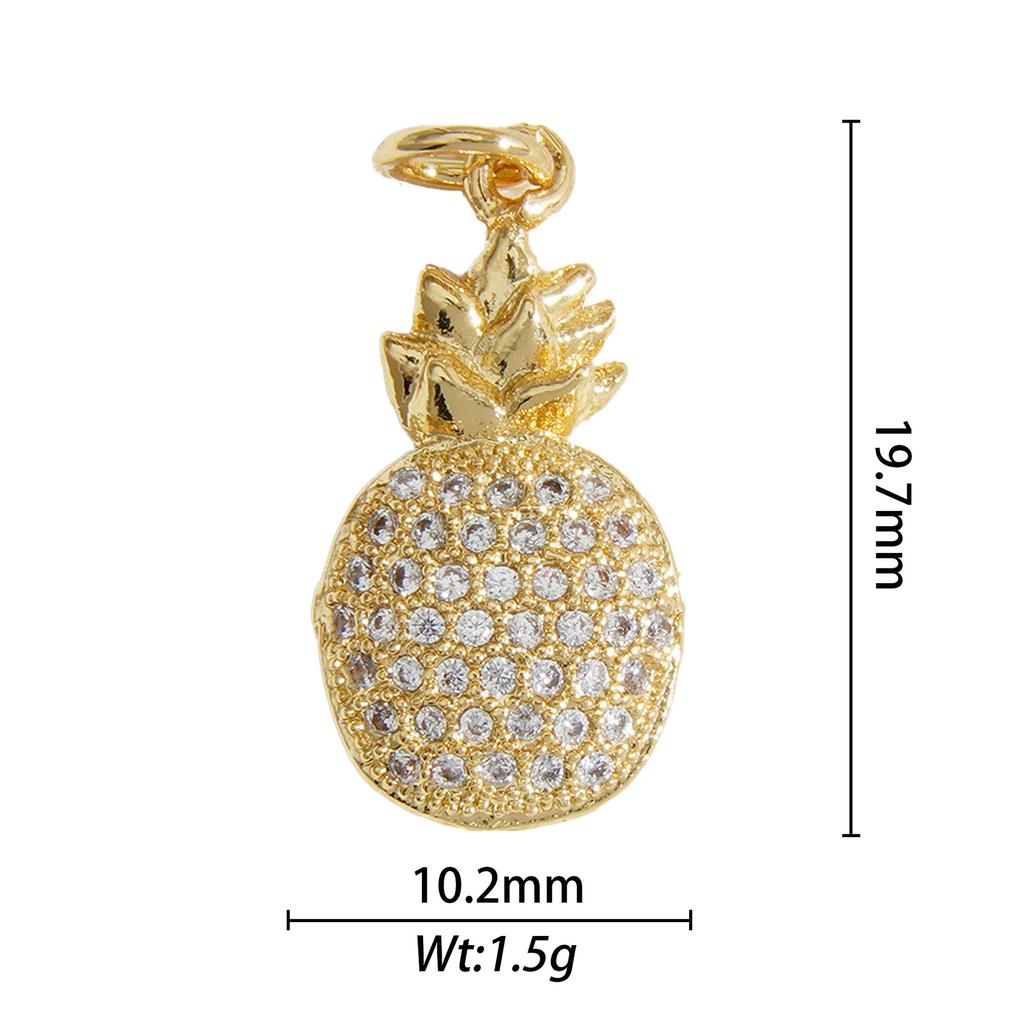 Hot Sale Custom Gold Plated Brass Zircon Paved Strawberry Lemon Cherry Apple Watermelon Pendant Charms DIY Jewelry Making