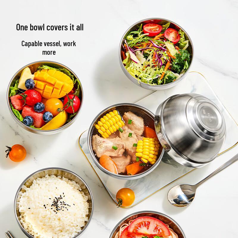 Jingdong 304 Stainless Steel Insulated Rice Bowl Set