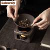 Double-ear Roasting Bowl Coarse Pottery Tea Roaster Aroma Enhancer Ceramic Porcelain Plate Tea Set Craft Ornaments Accessories