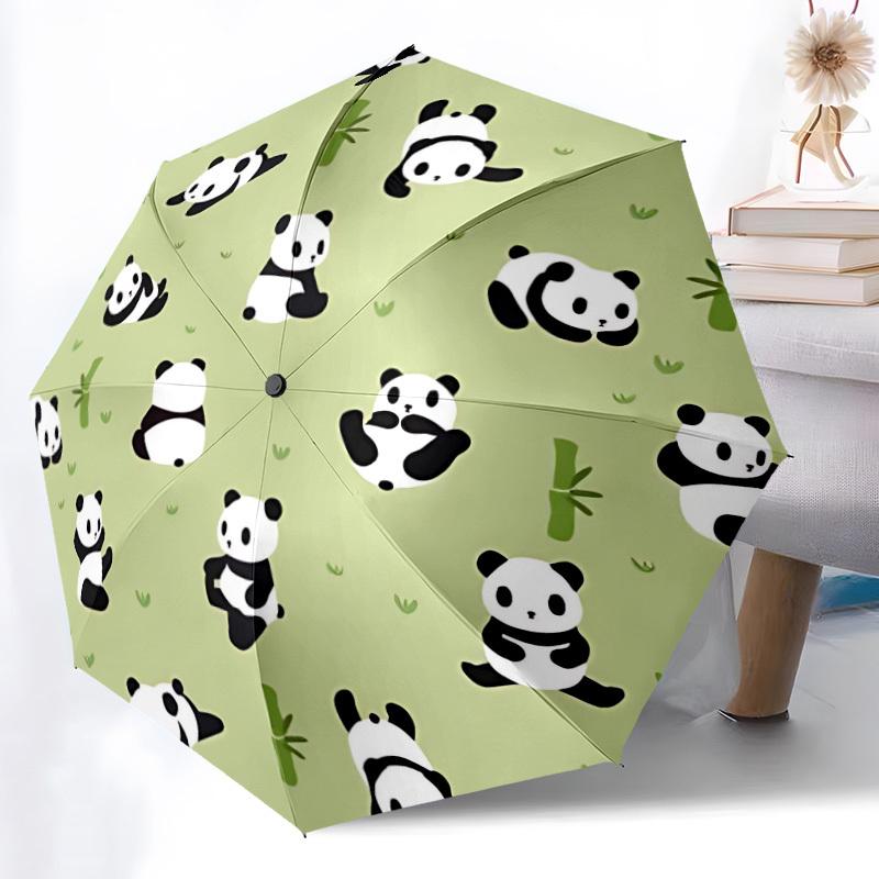 1ks Panda Automatický deštník s otevíráním/zavíráním, Větruodolný, Skládací kompaktní deštník s lehkým designem pro ženy/muže110