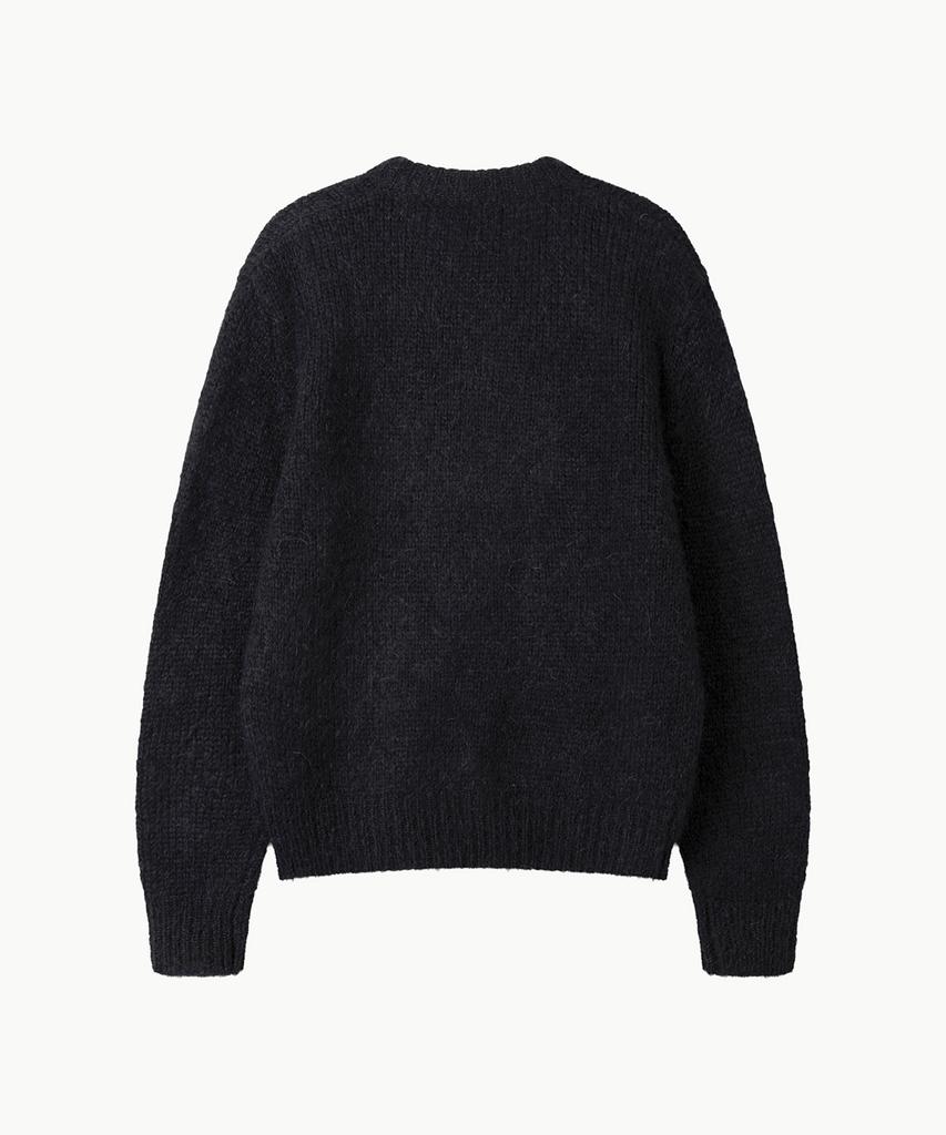 Leondi Brushed Mohair V-Neck Knit - Black