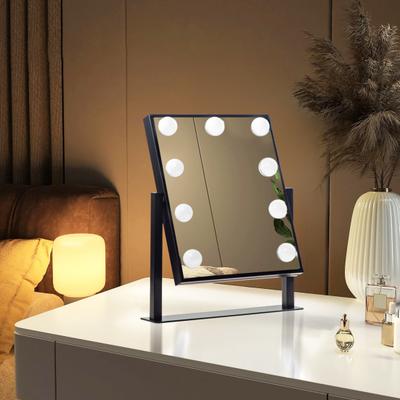 Miroir de Maquillage Éclairé LED 3 Couleurs Éclairage Contrôle Tactile Gradation Continue Réglable Miroir Cosmétique Portable de Voyage Miroir de Courtoisie avec Lampe