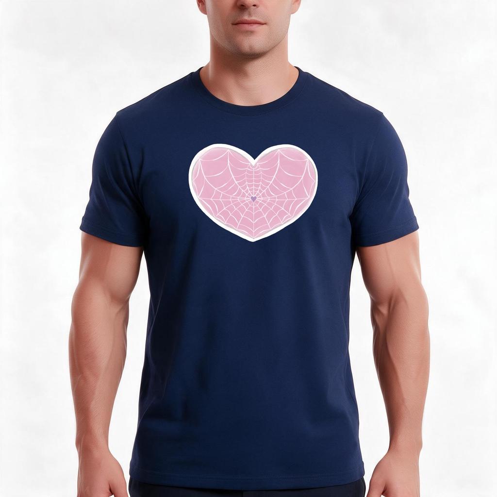 Pastel Spider Web Heart Tshirt Summer Casual Cotton Tee Oversized Streetwear Tops Vintage Graphic Print Unisex Unisex Unisex