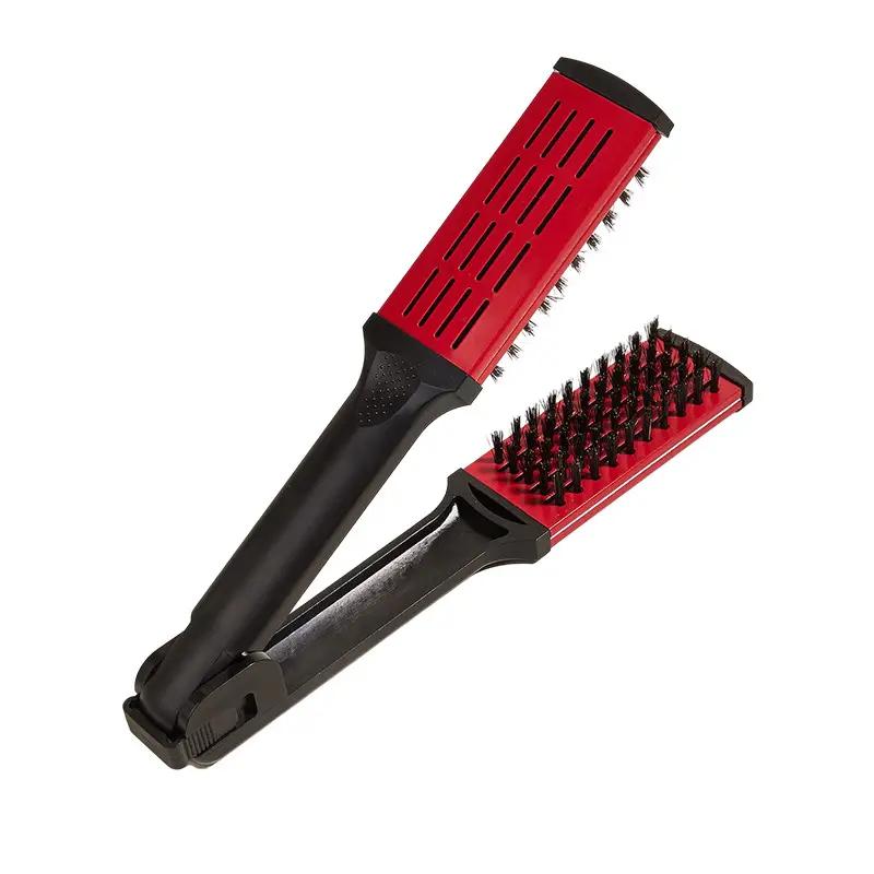 Splint Comb V Shape Hair Straightener Comb Hair Styling Tools Flat Brush Nylon Bristles Double Sided Brush For All Hair Types