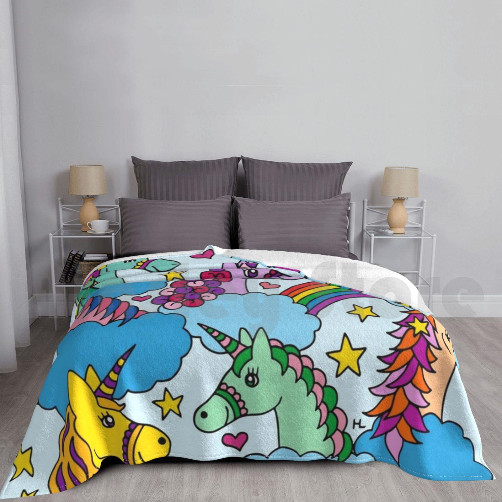 Unicorns And Rainbows | | Magical Unicorn | | Kids Blanket For Sofa Bed Travel Unicorns Unicorn Magical Magic Size: 75*100cm, Weight: 230 GSM