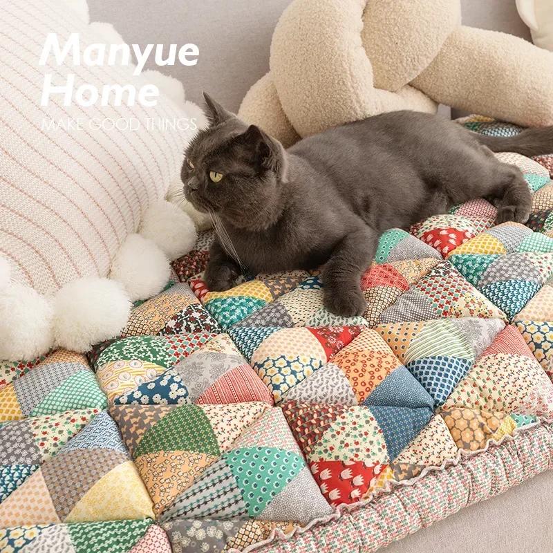 Retro Pastoral Pure Cotton Mantou Sofa Cushion Anti Slip Thick Anti Cat Scratch Colorful Home Decor