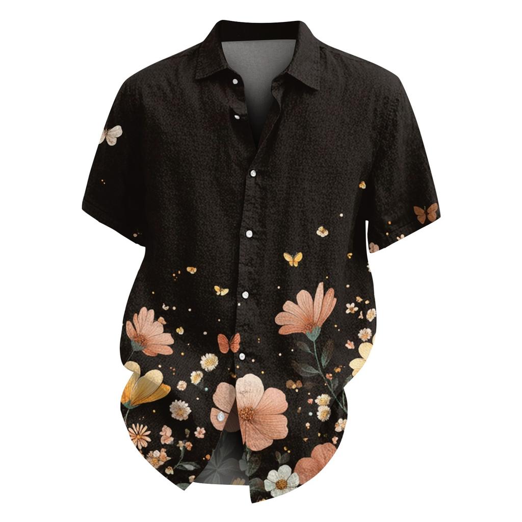 Men's Fashion Loose Hawaiian Printed Short Sleeve Beach Shirt