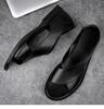 Men's Casual Cowhide Leather Roman Sandals - Soft Sole, Non-Slip Summer Beach Shoes