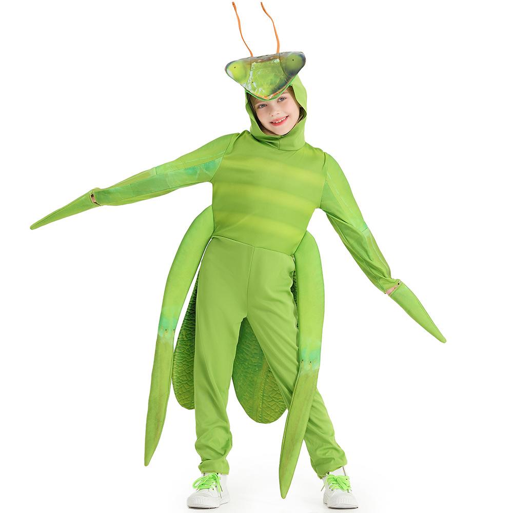 Dětský chlapecký dívčí zvířecí overal s dlouhým rukávem Modliska Halloweenské Cosplay kostýmy Oblečení na hraní rolí