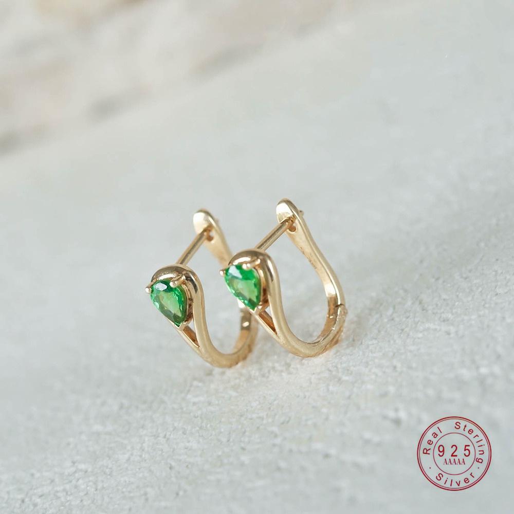 925 Sterling Silver Luxury Light Green Zircon Stud Earrings For Women Fine Jewelry Accessorie