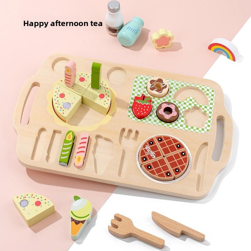 Kitchen Wooden Toy Set With Snack And Bbq Play Food For Children Fun Learning