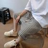 Men's Summer Plus Size Black and White Vertical Striped Shorts Casual Slimming Cropped Pants