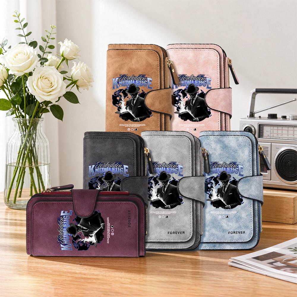 Forbidden Knowledge Print Long Wallet Casual Fashion Multi Card Slot Daily Use Purse