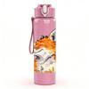 1PC Cute Fox Head Portrait Print 750ml Color Plastic Sports Water Bottle Leakproof Flip Straw Lid Suitable for Sports Office Home Use
