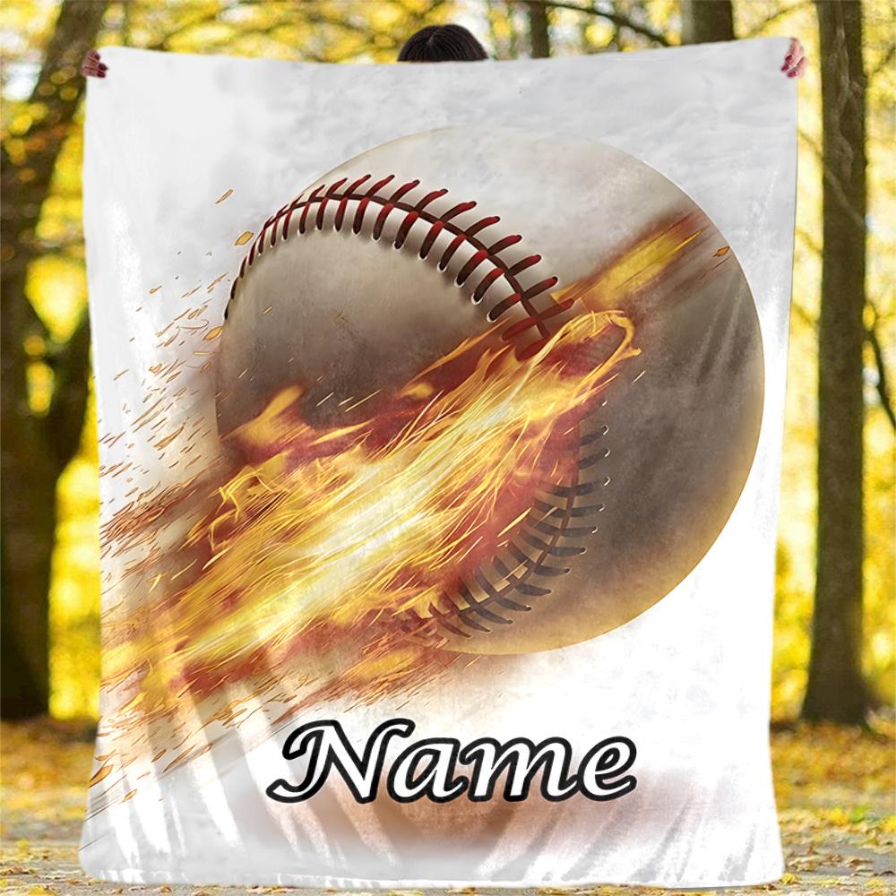 Flaming Baseball Action Sports Graphic Design Flannel Outdoor Blanket Gift Blanket Comfortable And Soft Lightweight And Portable Suitable For All