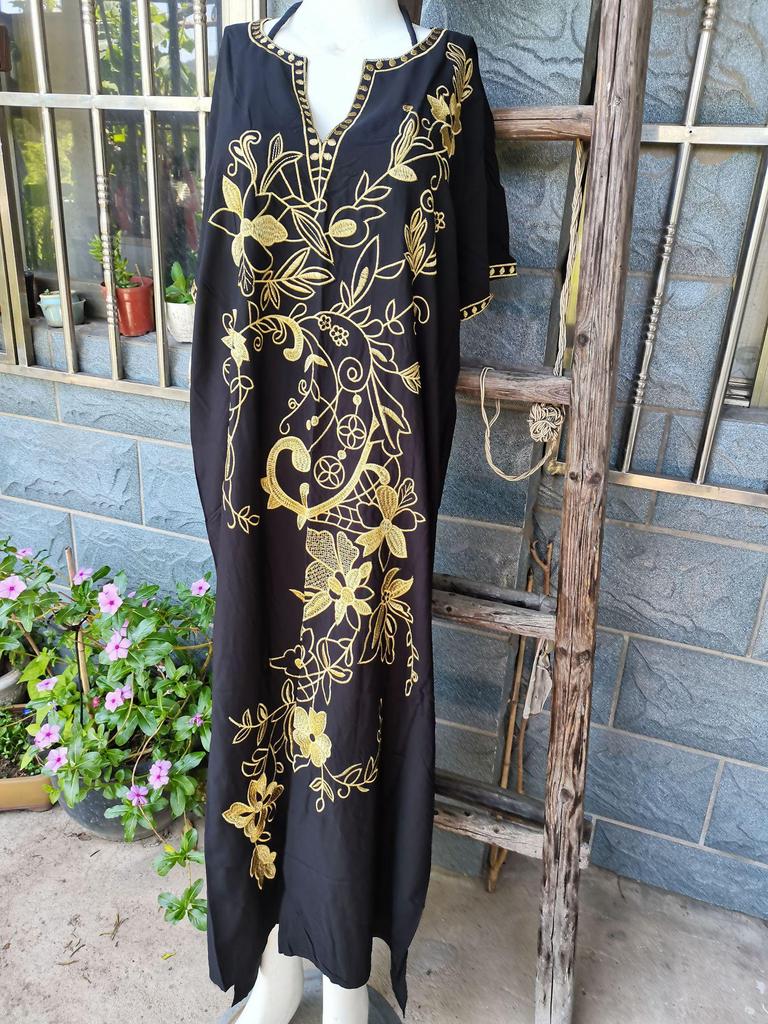 Rayon Embroidered Long Beach Robe Cover-up