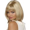 Blonde Short Straight Bob Synthetic Wig with Bangs for Women Heat Resistant Cosplay Party Daily Natural Hair Style