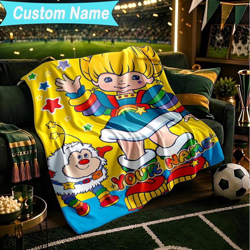 1PC Custom Name Blanket Rainbow Adventure Flannel blankets Patterns Throw Blanket All-Season Soft Gift for Couch, Bed, Camping, Birthday gifts