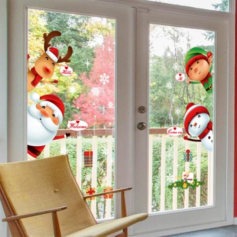 Santa Sticker Decoration Claus Wall Sticker Shop Window Children's Room Door Glass Scene Layout Sticker Wall Sticker