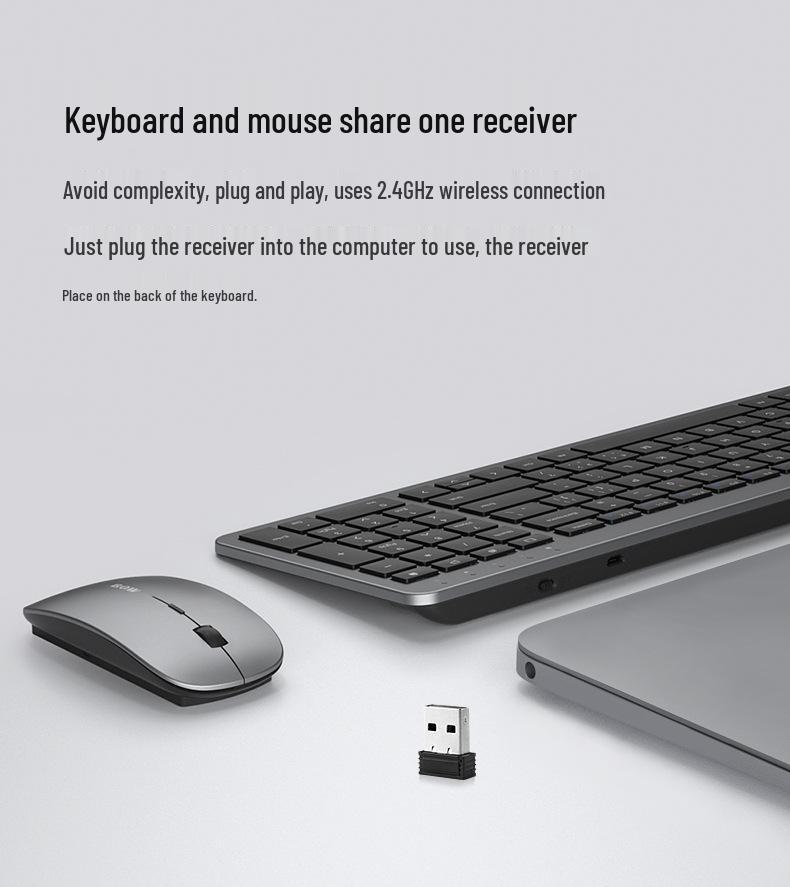 Evrensel Masaüstü/Dizüstü Bilgisayar Kullanımı İçin Hangshi Ultra İnce Sessiz Kablosuz Klavye ve Fare Seti