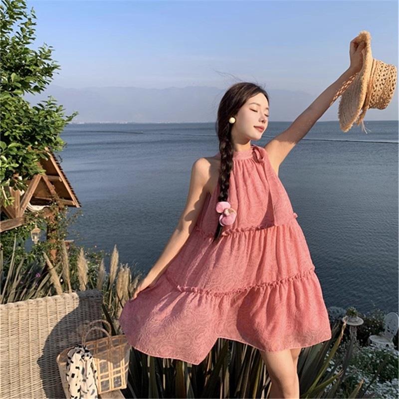 2026 New Bow Tie Neck Dress Women's Summer Niche Design Doll Skirt Small Short Skirt