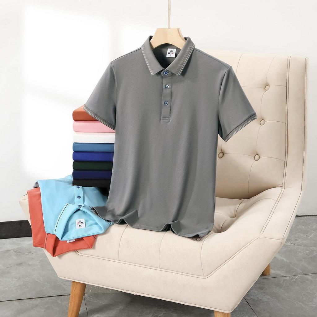 Custom Unisex 50s Sea Island Cotton Polo Shirt - Summer Style Short Sleeve Lapel T-shirt