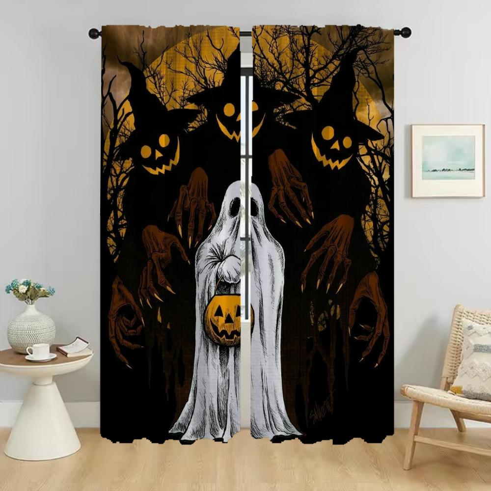 

Элегантные шторы для гостиной, оттенки Хэллоуина, затемняющие шторы, тюль для спальни, кухонные шторы, 2 шт., перегородка W50xH70cmx2pcs