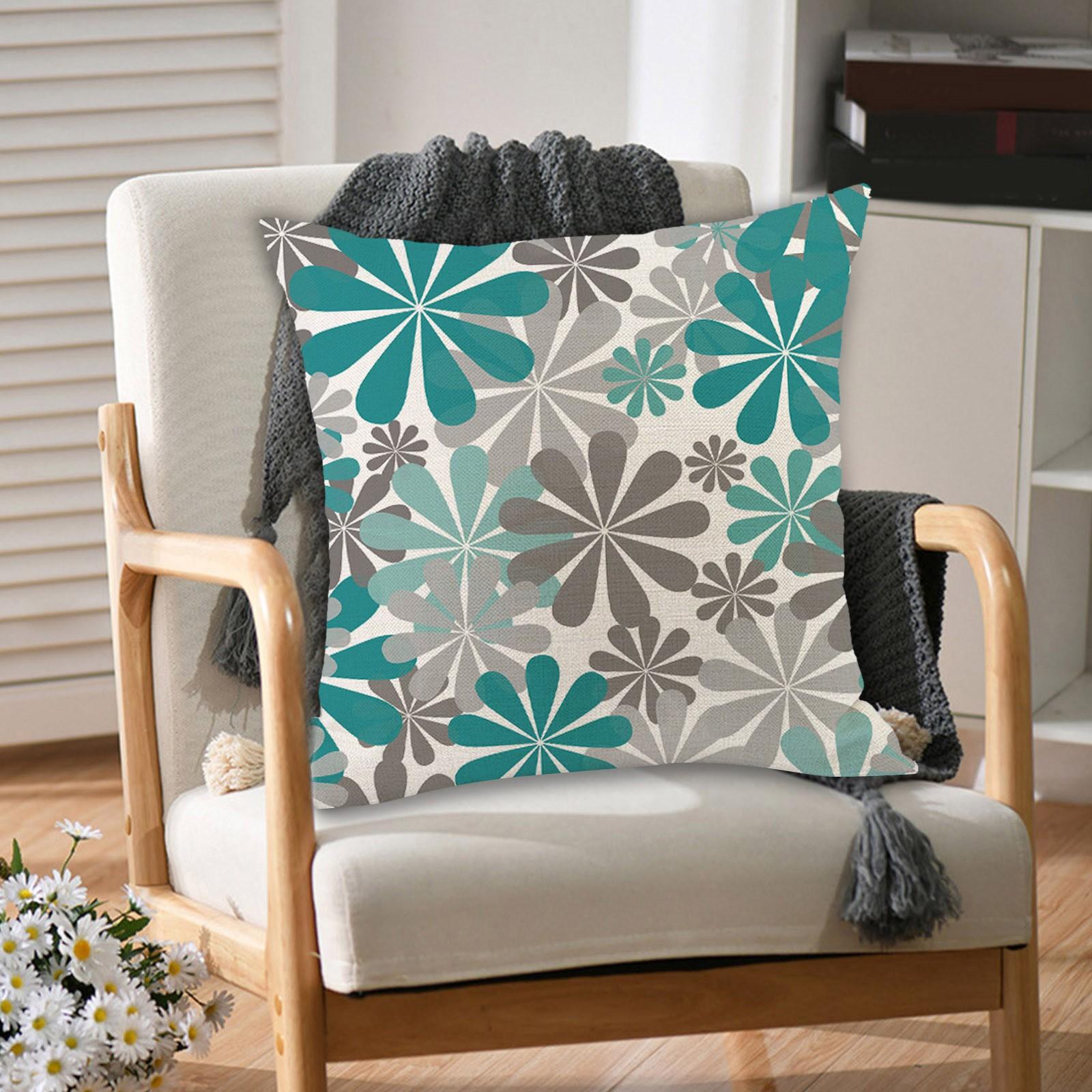Green Pillowcase 18x18 Set 4 Grey Upholstery Pillowcase Sofa Modern Daisy Pillowcase Living Room Sofa Bed Home Decor A
