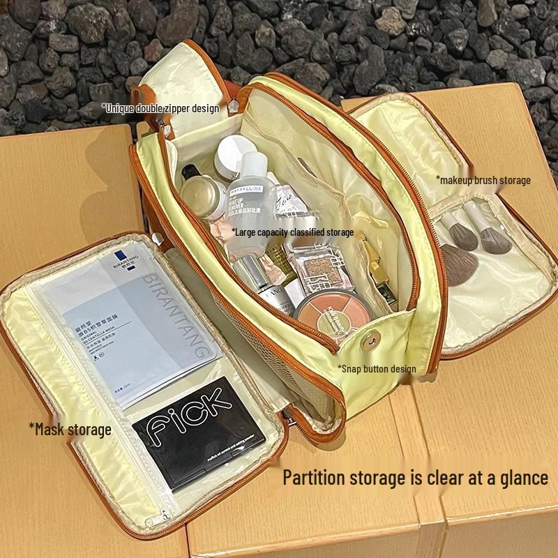 High-End Travel Makeup & Toiletry Bag with Colorblock Design - Large Capacity and Portable