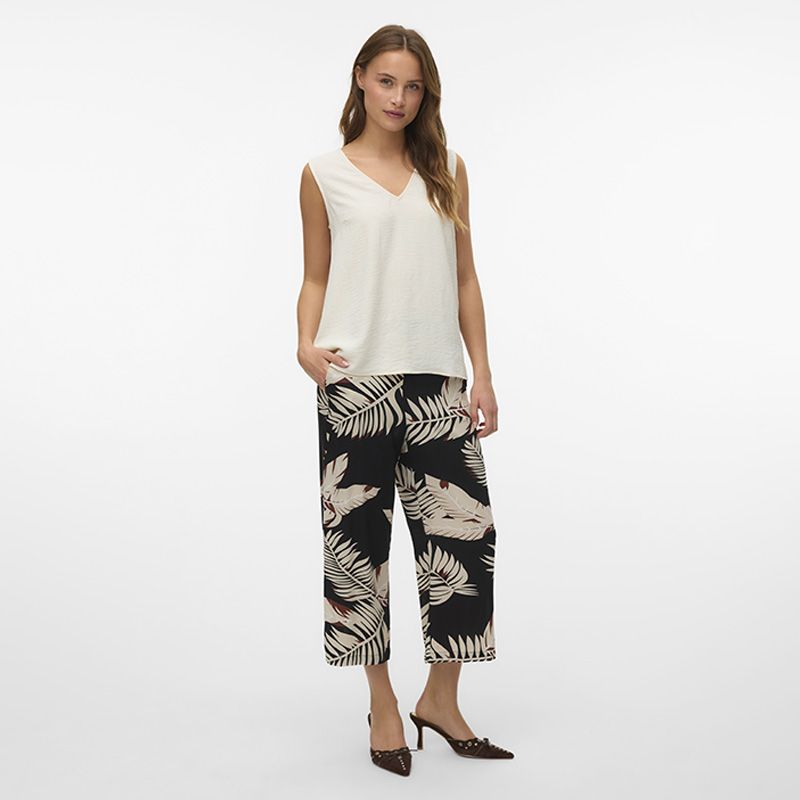Jupe culotte à imprimé feuilles beiges Femme VERO MODA