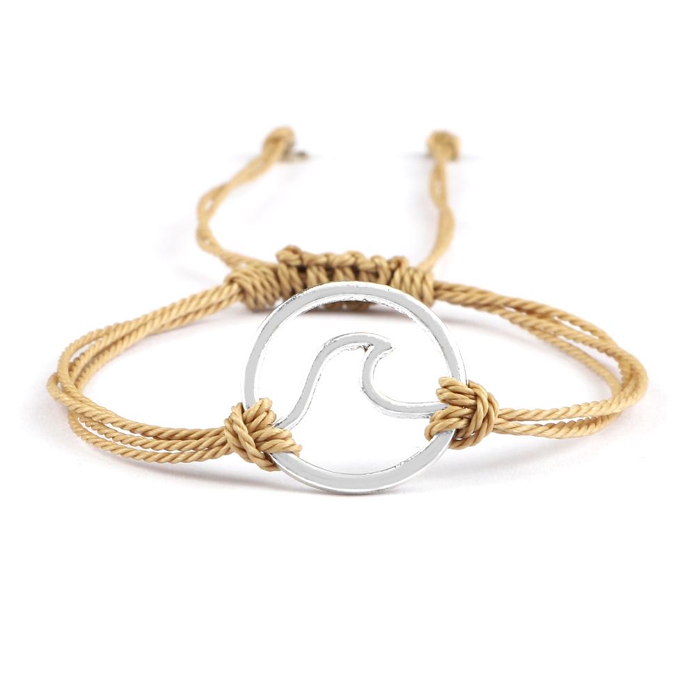 Bohemian Wax Rope Braied Bracelet for Women Men Charm Waves Adjustable Bangles Lucky String Bracelets Friends Gift Wrist Jewelry