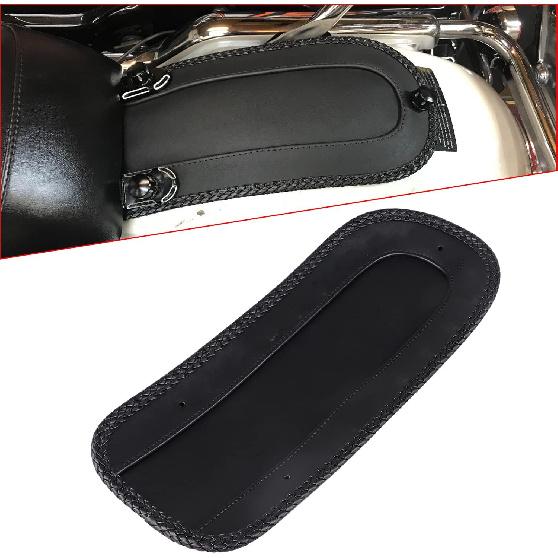 3 Hole Motorcycle Braided Edging PU Leather Rear Fender Bib Solo Seat for Harley Road King FLHR 1994-2023, Black