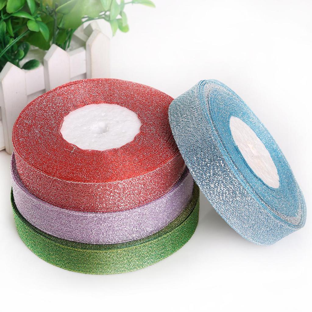 25Yards Metallic Ribbon Organza Ribbon For Wedding Party Decoration Gift Wrap Christmas Ribbons