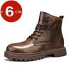 Botas Masculinas Aumentadoras de Altura Invisíveis de 6cm Couro Outdoor Outono Inverno Sapatos Quentes Antiderrapantes Confortáveis Botas de Cano Curto com Salto Interno