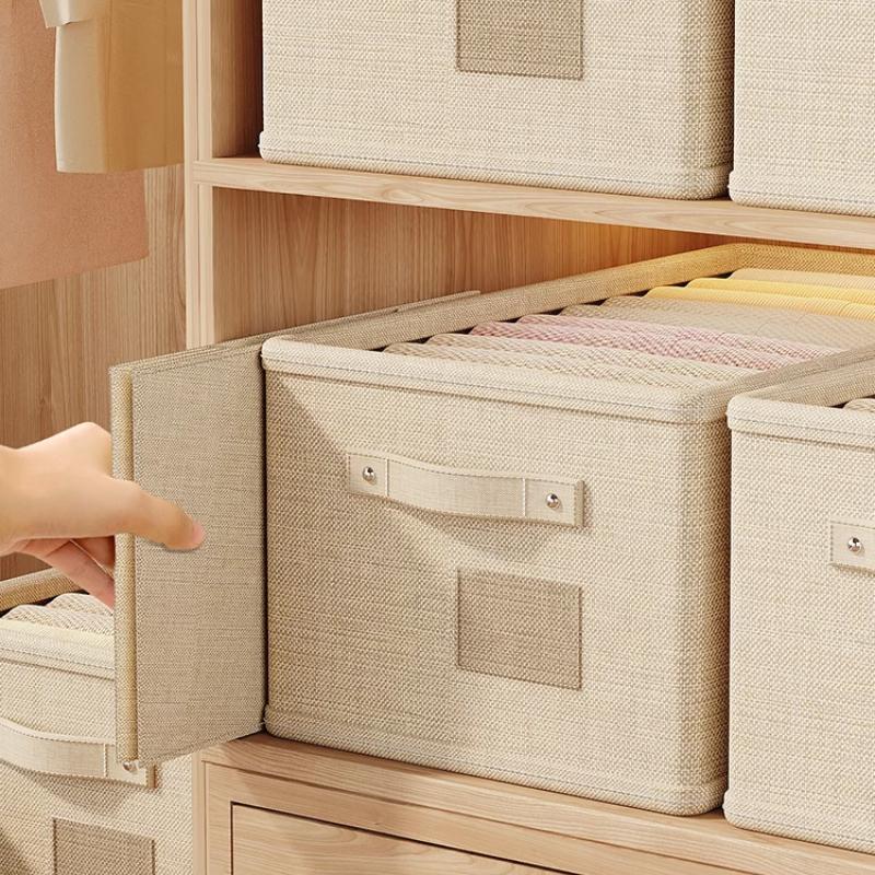 Drawer-Style Wardrobe Storage Box Foldable MoistureProof Organizer Large Capacity Linen Cloth Basket Kids' Toy&Book DesktopShelf