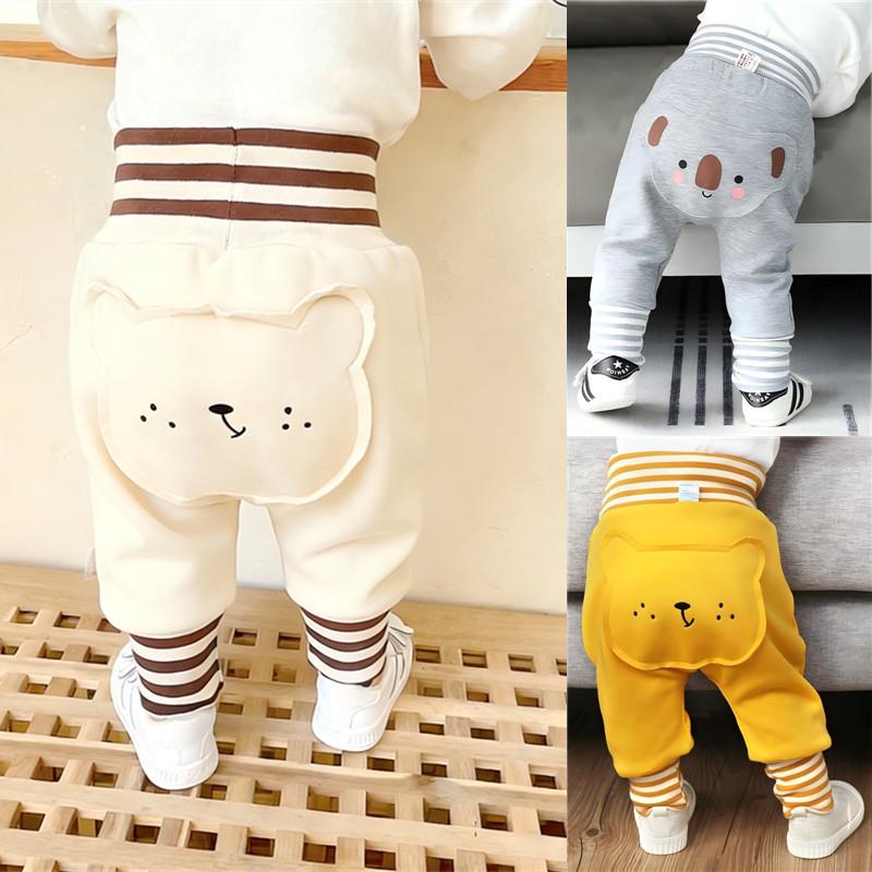 Baby Plush High-Waist Warm Pants for Boys and Girls - Autumn and Winter Belly Protection