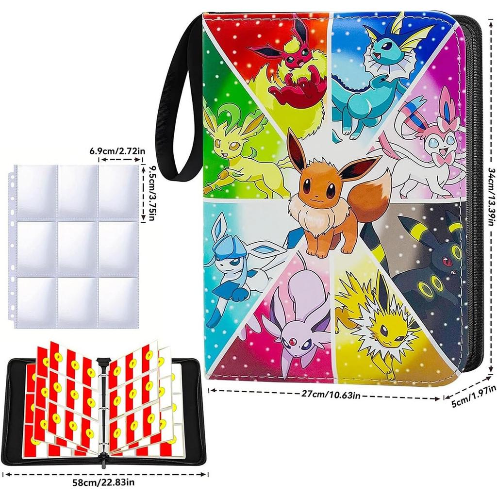 Card Album with Zipper, 9-Pocket 50 Pages Holds 900 Cards, Wear-Resistant and Waterproof, Ideal for Collectors