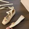Women's Shoes Flower Design Square Toe Single Shoes Soft Soled Ballet Flats Fashion Shallow Mouth Single Shoes Zapatos De Mujer